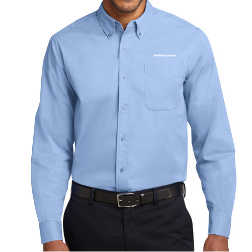 Light Blue Twill Button Down Long Sleeve-KIPP Public Schools Flat