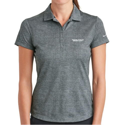 Nike Womens Charcoal Dri Fit Crosshatch Polo-Tagline