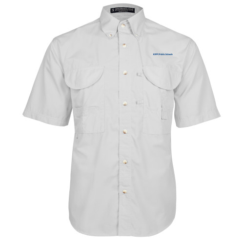 White Fishing Shirt Performance Short Sleeve-KIPP Public Schools Flat