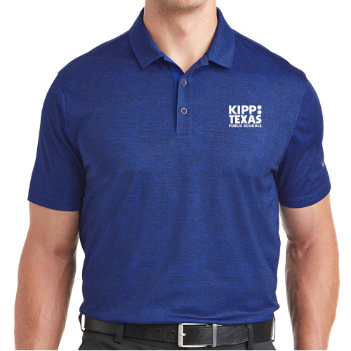 Nike Royal Dri Fit Crosshatch Polo-KIPP Texas Stacked Logo