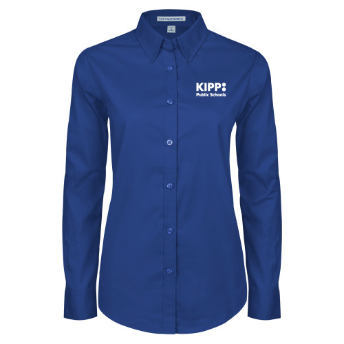 Womens Royal Twill Button Down Long Sleeve -KIPP Public Schools