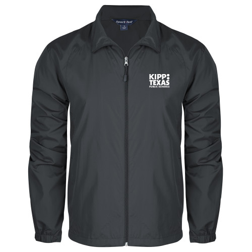 Charcoal Full Zip Wind Jacket-KIPP Texas Stacked Logo