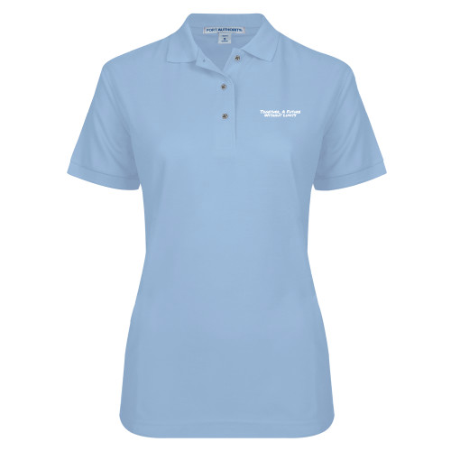 Womens Silk Touch Light Blue Pique Polo-Tagline