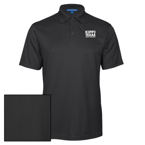 Charcoal Performance Fine Jacquard Polo-KIPP Texas Stacked Logo