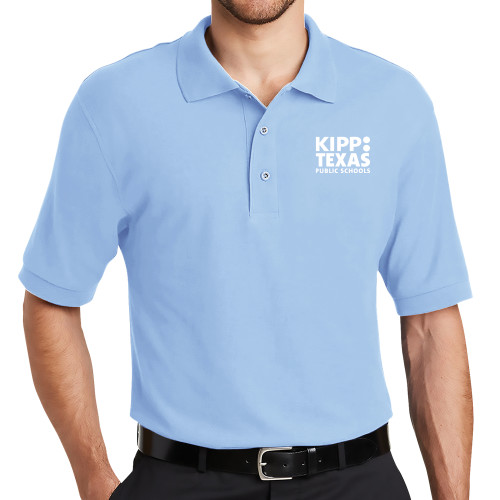 Light Blue Silk Touch Polo-KIPP Texas Stacked Logo