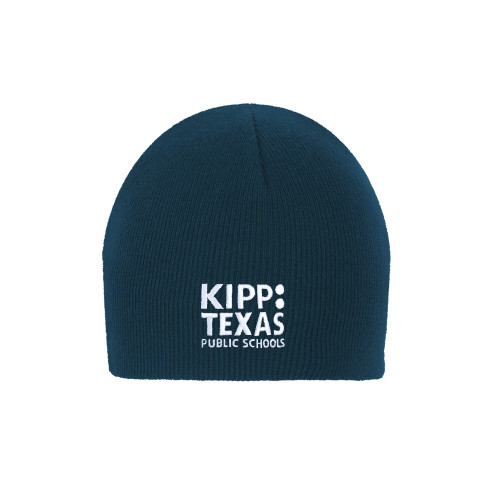 Navy Knit Beanie-KIPP Texas Stacked Logo