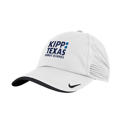 Nike White Dri Fit Perforated Hat-KIPP Texas Stacked Logo