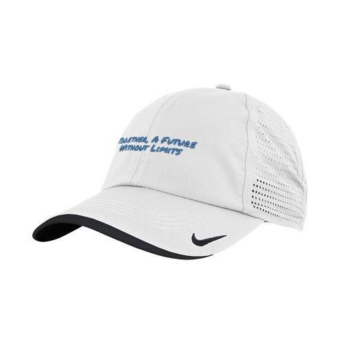 Nike White Dri Fit Perforated Hat-Tagline