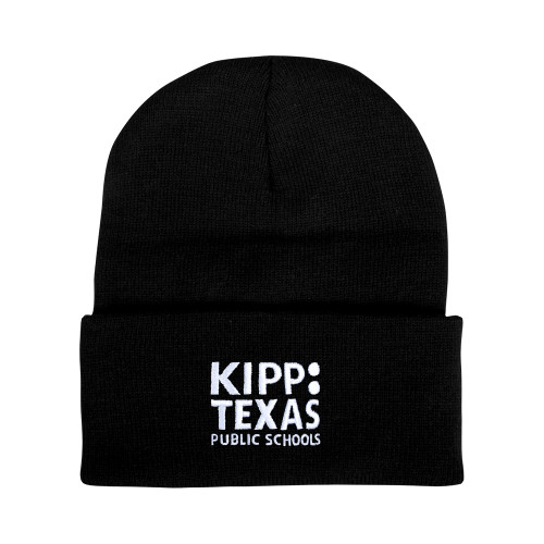 Black Knit Beanie w/Cuff-KIPP Texas Stacked Logo