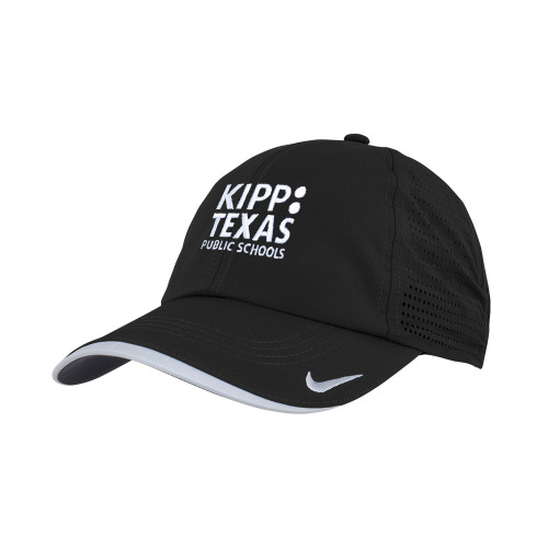 Nike Black Dri Fit Perforated Hat-KIPP Texas Stacked Logo