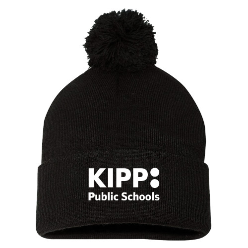 Sportsman Black Pom Pom Cuffed Beanie-KIPP Public Schools