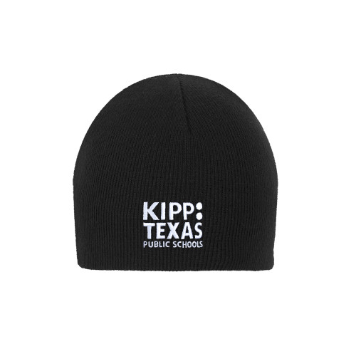 Black Knit Beanie-KIPP Texas Stacked Logo