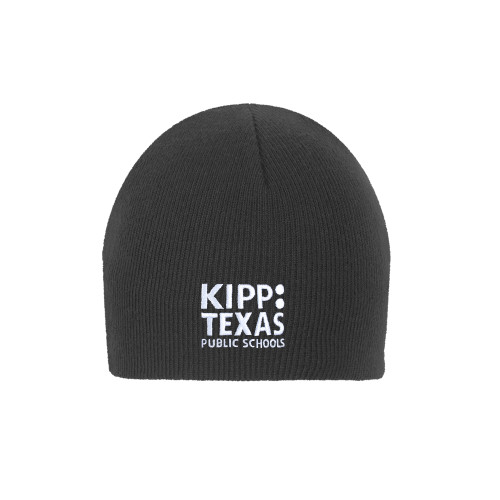 Charcoal Knit Beanie-KIPP Texas Stacked Logo