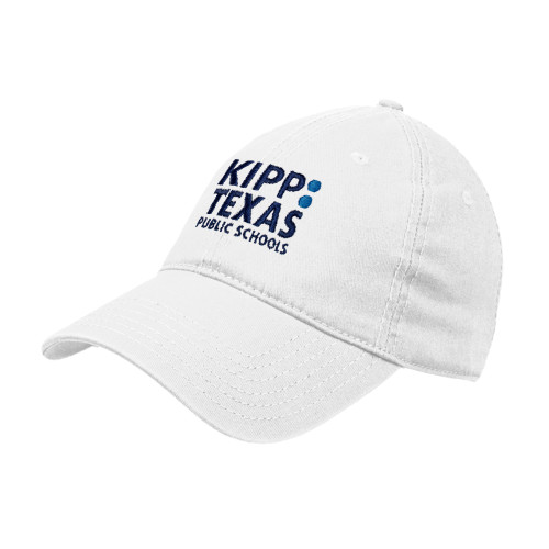 White Unstructured Adjustable Low Profile Hat-KIPP Texas Stacked Logo
