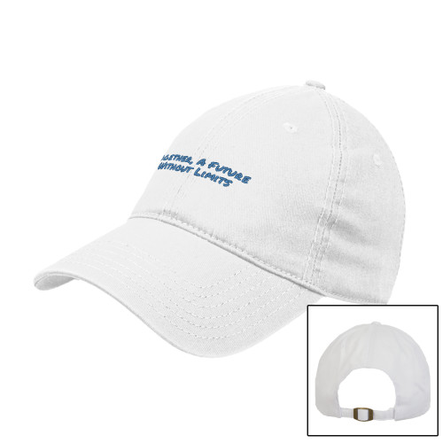 White Unstructured Adjustable Low Profile Hat-Tagline