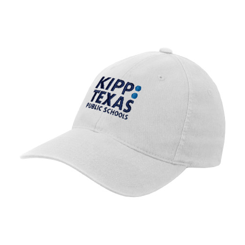 White Flexfit Structured Low Profile Hat-KIPP Texas Stacked Logo