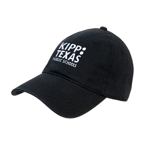 Black Unstructured Adjustable Low Profile Hat-KIPP Texas Stacked Logo