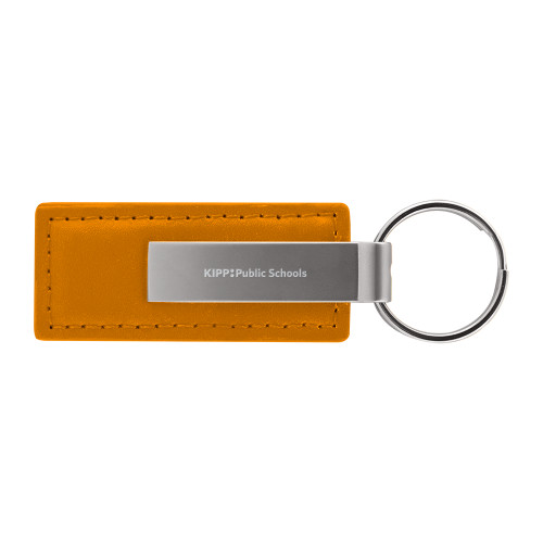 Leather Classic Orange Key Holder-KIPP Public Schools Flat Engraved