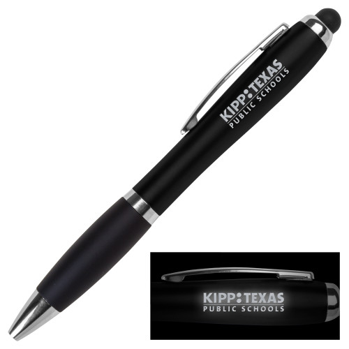 LIGHT UP LOGO Black Stylus Pen-KIPP Texas Flat Logo Engraved