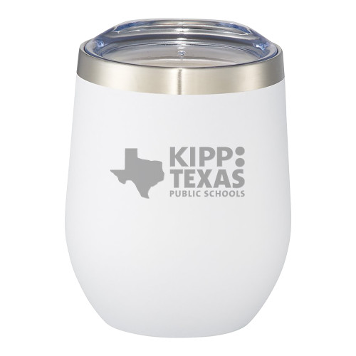 Corzo Vacuum Insulated White Cup 12oz-KIPP Texas Stacked Logo Engraved