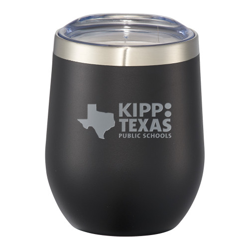 Corzo Vacuum Insulated Black Cup 12oz-KIPP Texas Stacked Logo Engraved