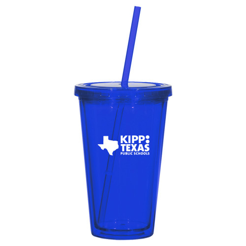Madison Double Wall Blue Tumbler w/Straw 16oz-KIPP Texas Stacked Logo