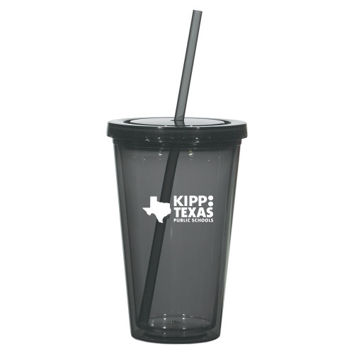 Madison Double Wall Charcoal Tumbler w/Straw 16oz-KIPP Texas Stacked Logo