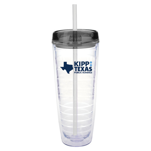 Tritan Double Wall Tumbler w/Charcoal Top 26oz-KIPP Texas Stacked Logo