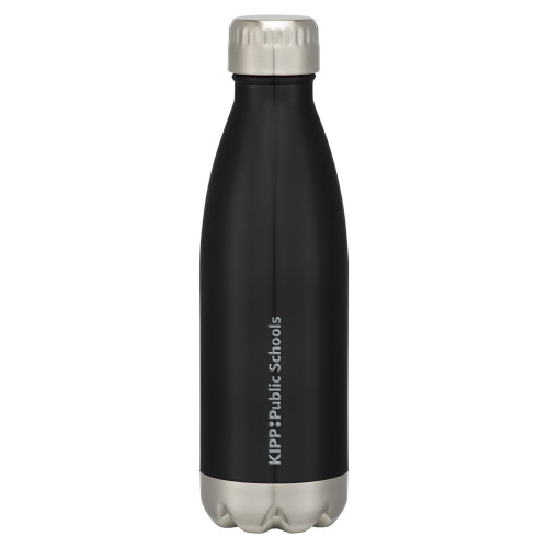 Swig Stainless Steel Black Bottle 16oz-KIPP Public Schools Flat Engraved