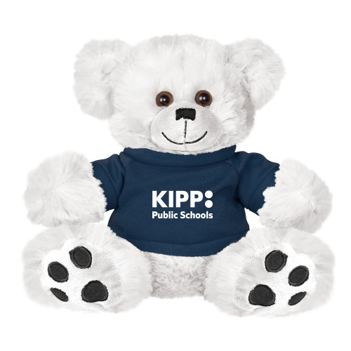 Plush Big Paw 8 1/2 inch White Bear w/Navy Shirt-KIPP Public Schools