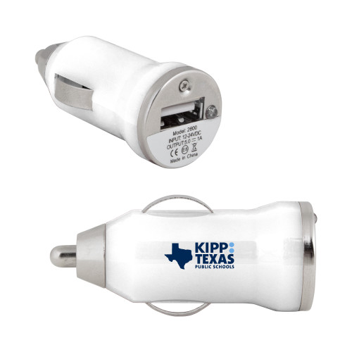 On the Go White Car Charger-KIPP Texas Stacked Logo