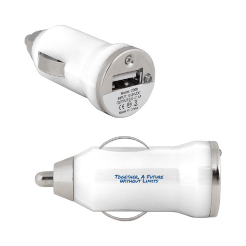 On the Go White Car Charger-Tagline