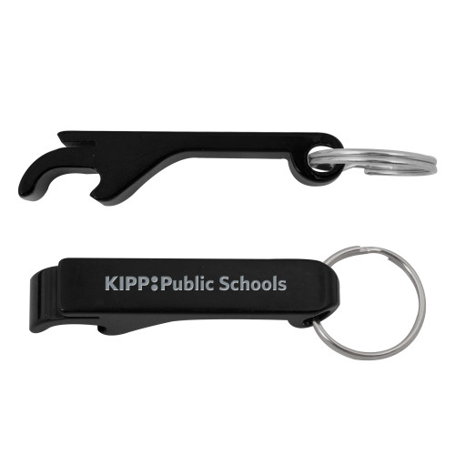 Aluminum Black Bottle Opener-KIPP Public Schools Flat Engraved