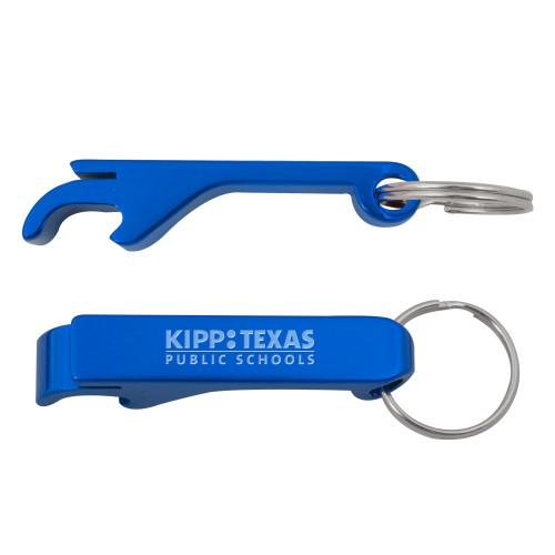 Aluminum Blue Bottle Opener-KIPP Texas Flat Logo Engraved
