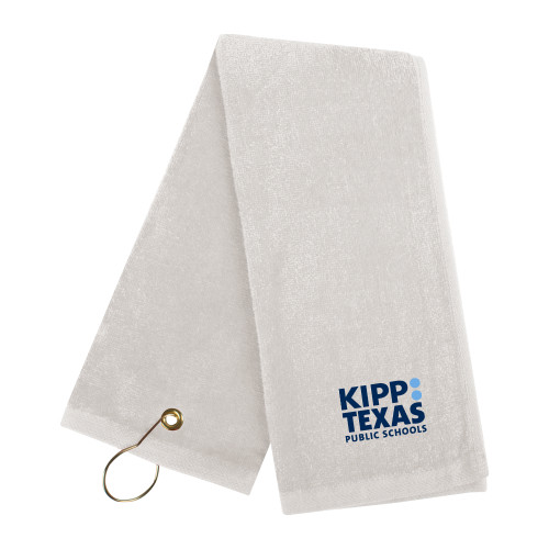 White Golf Towel-KIPP Texas Stacked Logo