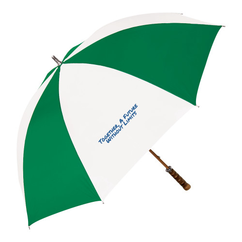 64 Inch Kelly Green/White Umbrella-Tagline