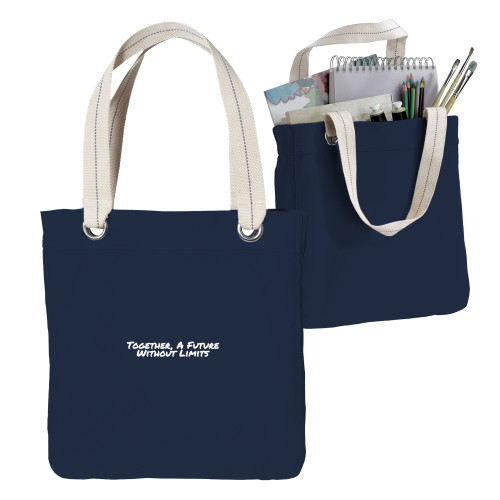 Allie Navy Canvas Tote-Tagline