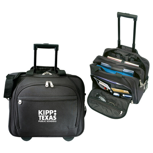 Black Embassy Plus Rolling Computer Brief-KIPP Texas Stacked Logo