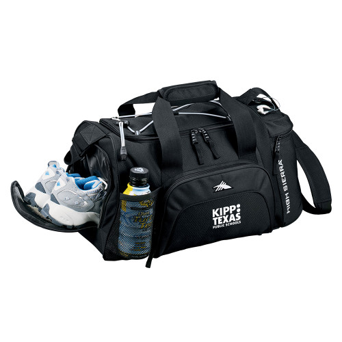 High Sierra Black Switch Blade Duffel-KIPP Texas Stacked Logo