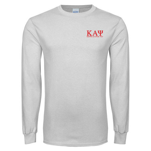 White Long Sleeve T Shirt-Greek Letters Kappa Alpha PSI