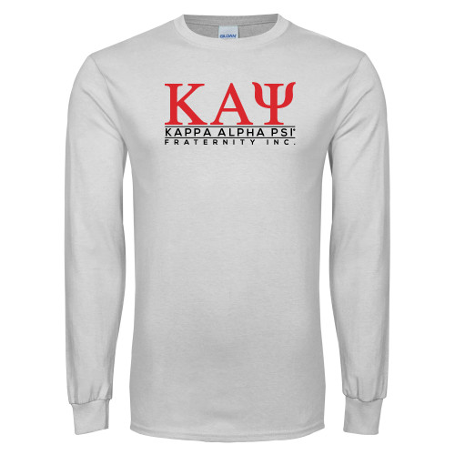 White Long Sleeve T Shirt-Kappa Alpha PSI Fraternity Inc Stacked