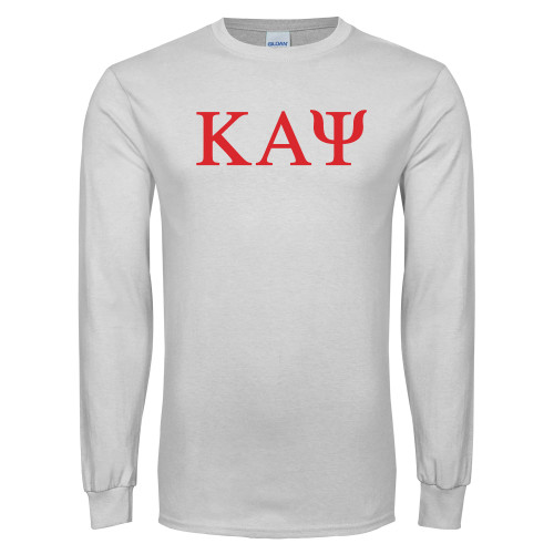 White Long Sleeve T Shirt-Greek Letters