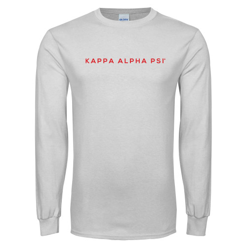 White Long Sleeve T Shirt-Kappa Alpha PSI Wordmark