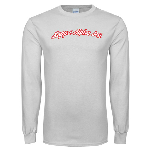 White Long Sleeve T Shirt-Arched tackle Twill Style