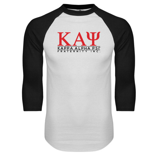 White/Black Raglan Baseball T Shirt-Kappa Alpha PSI Fraternity Inc Stacked