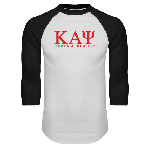 White/Black Raglan Baseball T Shirt-Greek Letters Kappa Alpha PSI
