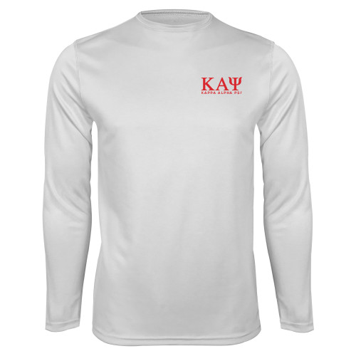 White Performance Long Sleeve Shirt-Greek Letters Kappa Alpha PSI