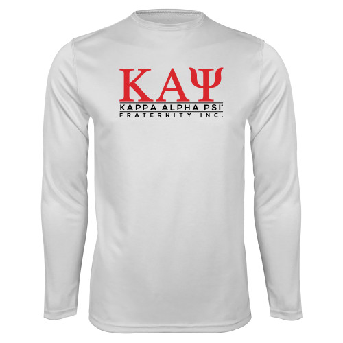 White Performance Long Sleeve Shirt-Kappa Alpha PSI Fraternity Inc Stacked