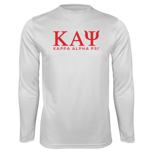 White Performance Long Sleeve Shirt-Greek Letters Kappa Alpha PSI