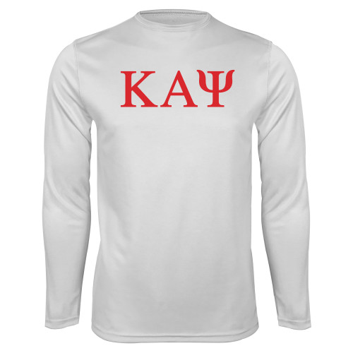 White Performance Long Sleeve Shirt-Greek Letters